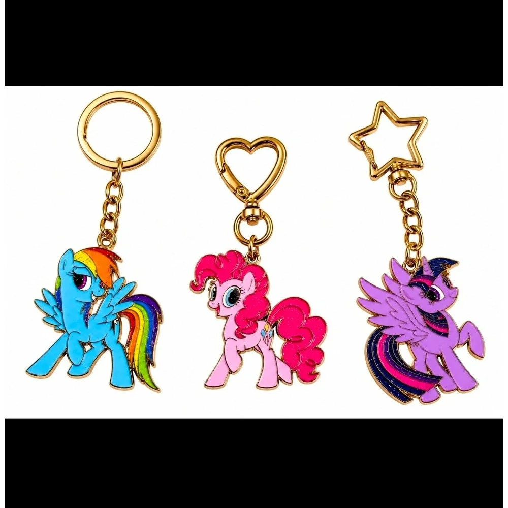 Set of 3 My Little Pony Keychains Rainbow Dash Pinkie Pie Twilight Sparkle! NEW